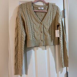 Double Zero Small Taupe Cropped Cardigan NWT